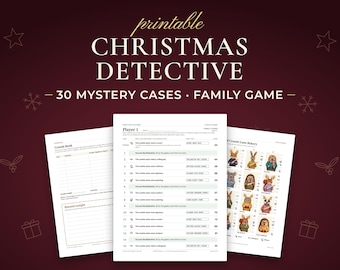 クリスマス探偵ゲーム、30の謎解き、家族向けパーティーアクティビティ（デジタルダウンロード）