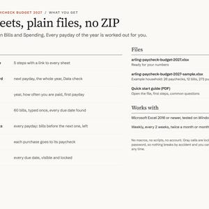 Paycheck Budget Spreadsheet for Excel 2027, Biweekly and Weekly Budget by Paycheck, Bill Tracker Sorted by Due Date, Budget Template