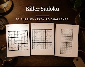 Killer Sudoku Large Print Puzzle Book, 50 Logic Puzzles for Adults (PDF A4 & US Letter)