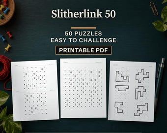 Slitherlink-Rätselbuch, 50 druckbare Logikrätsel (PDF A4 & US Letter)
