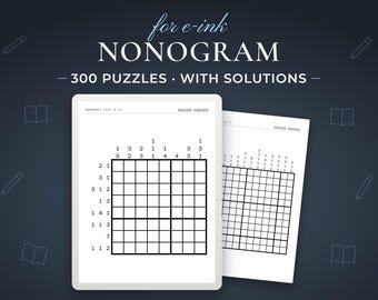 Kindle Scribe Nonogram Puzzles, 300 Hyperlinked Logic Puzzles from Easy to Hard for reMarkable, Boox and E-ink Tablets, PDF