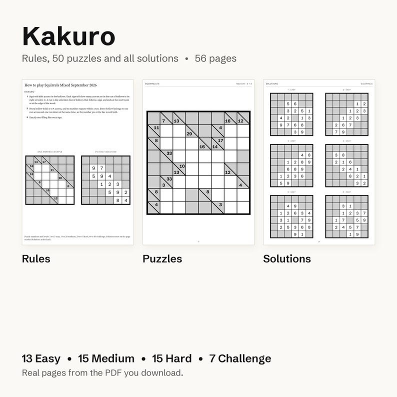 200 Printable Logic Puzzles: Hashi, Kakuro, Nonogram, Slitherlink PDF Bundle with Solutions