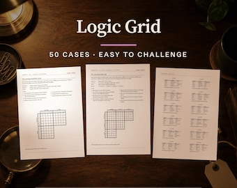 50 Mixed Logic Grid Puzzles PDF, A4/Letter, Solutions