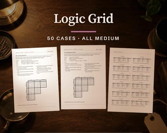 50 Medium Logic Grid Puzzles PDF, A4/Letter, Solutions