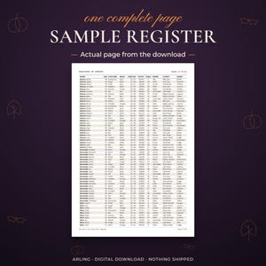 Sample register. Actual page from the download.