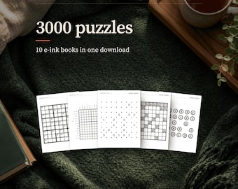 Kindle Scribe Logic Puzzle Bundle, 10 Books, 3000 Grids with Solutions, E-ink PDF