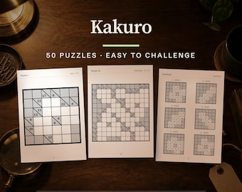 Libro di enigmi Kakuro, 50 enigmi logici stampabili (PDF formato A4 e US Letter)