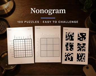 Nonogram Puzzle Book, 100 Printable Logic Puzzles (PDF A4 & US Letter)