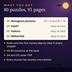 Halloween Logic Puzzle Book for Adults: 80 Printable Puzzles with Solutions