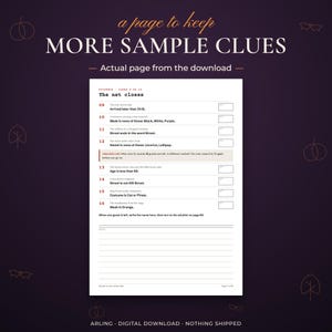 More sample clues. Actual page from the download.
