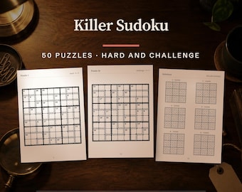 Killer Sudoku Puzzle Book, 50 Hard and Challenge Logic Puzzles (PDF A4 & US Letter)