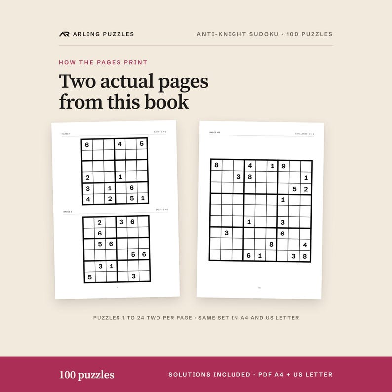 Two real pages from this product, with the page layout described accurately
