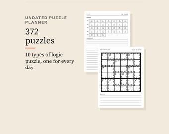 reMarkable Planner Template, 372 Logic Puzzles, One on Each Day Page, Solutions Linked, E-ink PDF