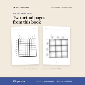 Two real pages from this product, with the page layout described accurately