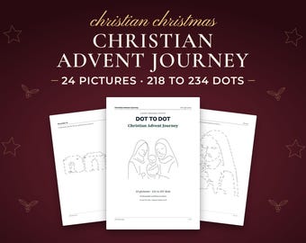 Advent Dot to Dot, Christian Advent Journey, 24 Christian Christmas Connect the Dots for Kids and Adults, Printable PDF