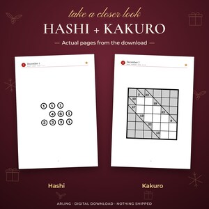 Hashi + Kakuro. Actual pages from the download. Hashi. Kakuro.