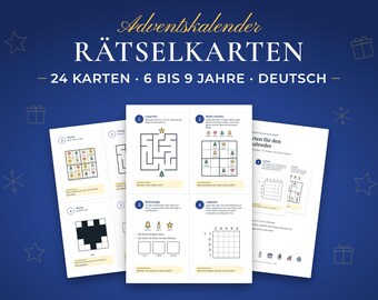 Adventskalender Füllung für Kinder, 24 Rätselkarten mit Scherzfragen zum Ausdrucken und Ausschneiden, mit Lösungen, PDF