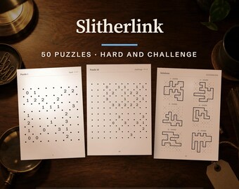 Slitherlink Puzzle Book, 50 Hard and Challenge Logic Puzzles (PDF A4 & US Letter)