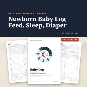 Newborn Baby Log Printable, Feeding, Sleep, Diaper Tracker (PDF)