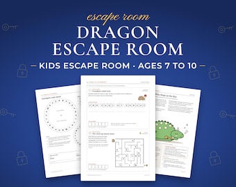 Kids Escape Room Ages 7-10: The Dragon Who Slept on the Key, Printable Birthday Game PDF