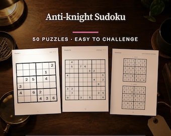 Anti-knight Sudoku Large Print Puzzle Book, 50 Logic Puzzles for Adults (PDF A4 & US Letter)