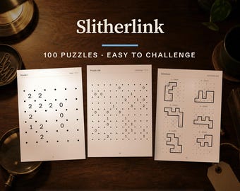 Slitherlink Puzzle Book, 100 Printable Logic Puzzles (PDF A4 & US Letter)