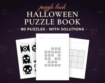 Halloween Logic Puzzle Book: 80 Puzzles with Solutions for Teens and Adults, Printable PDF