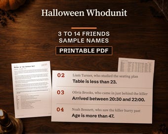 Personalized Halloween Murder Mystery Game with Your Friends as Witnesses, Whodunit Puzzle for Adults, Printable PDF