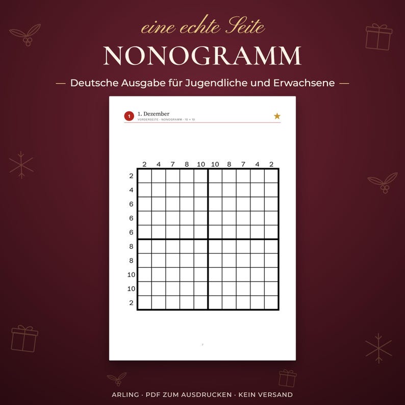 Nonogramm. Deutsche Ausgabe für Jugendliche und Erwachsene.
