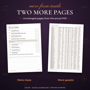 Two more pages. Unchanged pages from the actual PDF. More clues. More guests.
