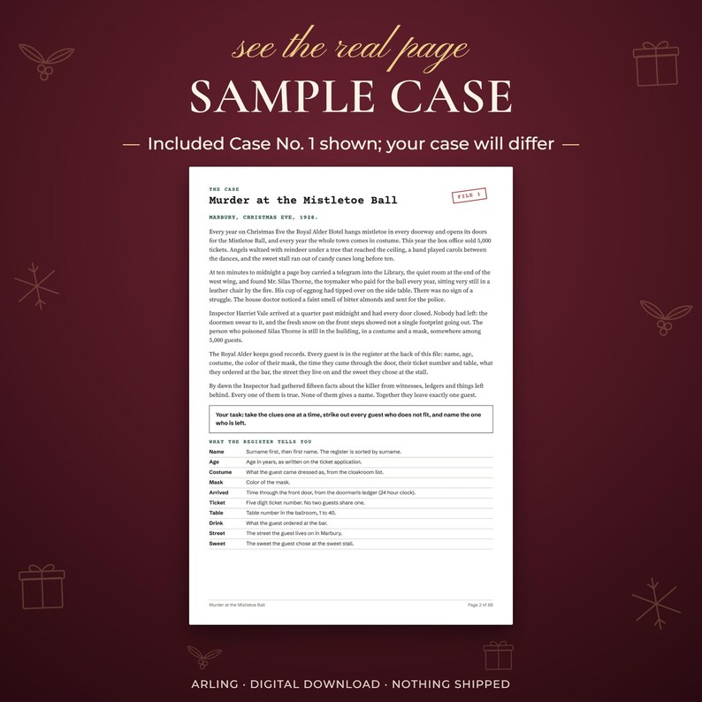 Sample case. Included Case No. 1 shown; your case will differ.