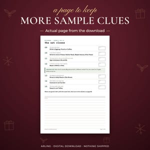 More sample clues. Actual page from the download.