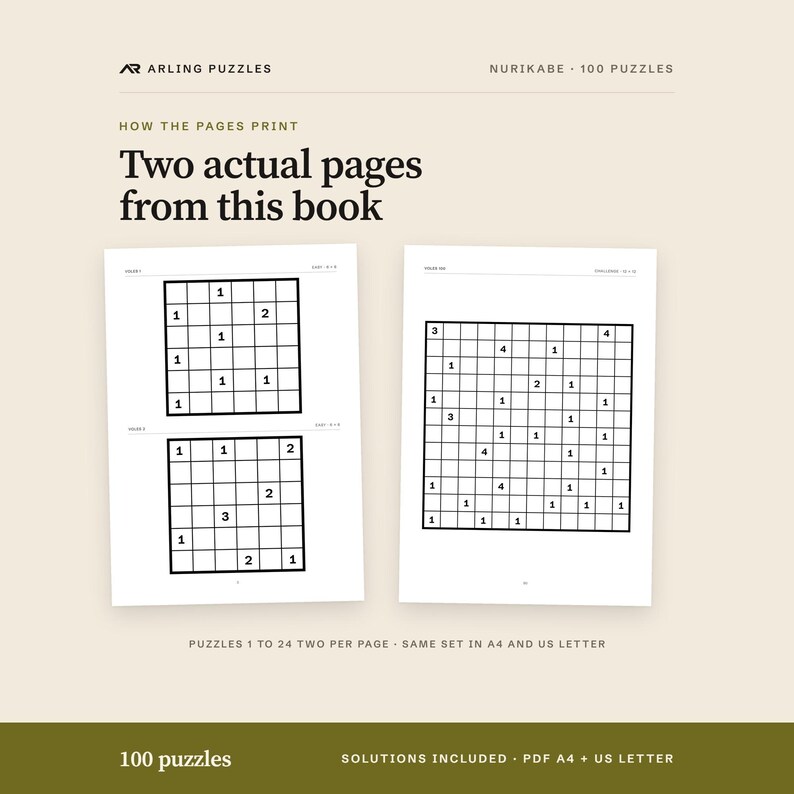 Two real pages from this product, with the page layout described accurately