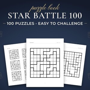 Star Battle 100, 100 puzzles · easy to challenge. Real pages from the PDF you download.