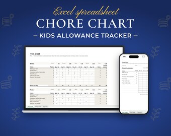Kids Chore Chart & Allowance Tracker, Excel Spreadsheet (Digital Download)