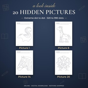 20 hidden pictures. Extreme dot to dot · 520 to 990 dots. Picture 1. Picture 8. Picture 14. Picture 20.