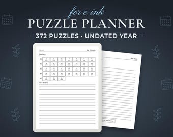 372 Logic Puzzles Planner, Undated Year, E-Ink PDF (Digital Download)
