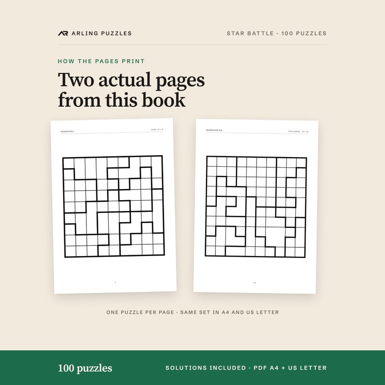 Two real pages from this product, with the page layout described accurately