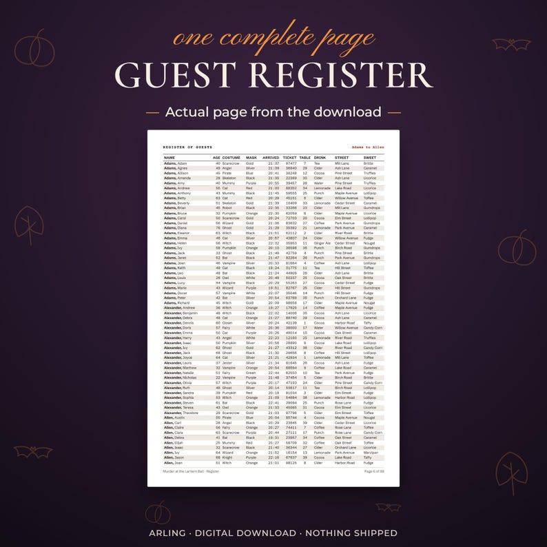 Guest register. Actual page from the download.