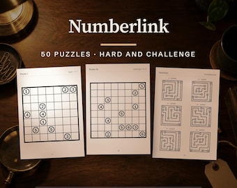 Numberlink Puzzle Book, 50 Hard and Challenge Logic Puzzles (PDF A4 & US Letter)