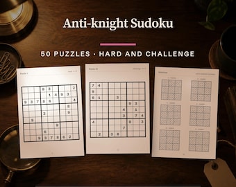 Anti-knight Sudoku Puzzle Book, 50 Hard and Challenge Logic Puzzles (PDF A4 & US Letter)