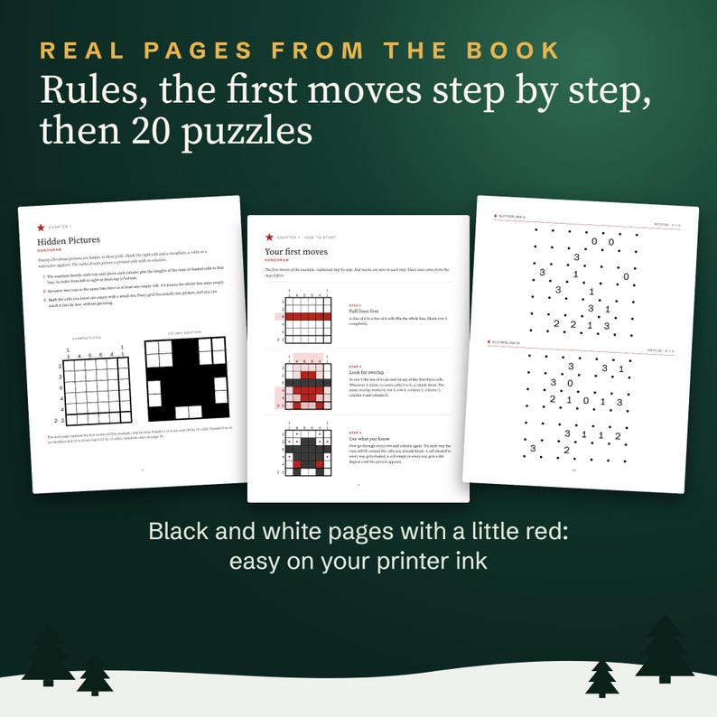 Christmas Logic Puzzle Book for Adults: 80 Printable Puzzles with Solutions