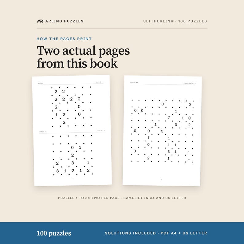 Two real pages from this product, with the page layout described accurately