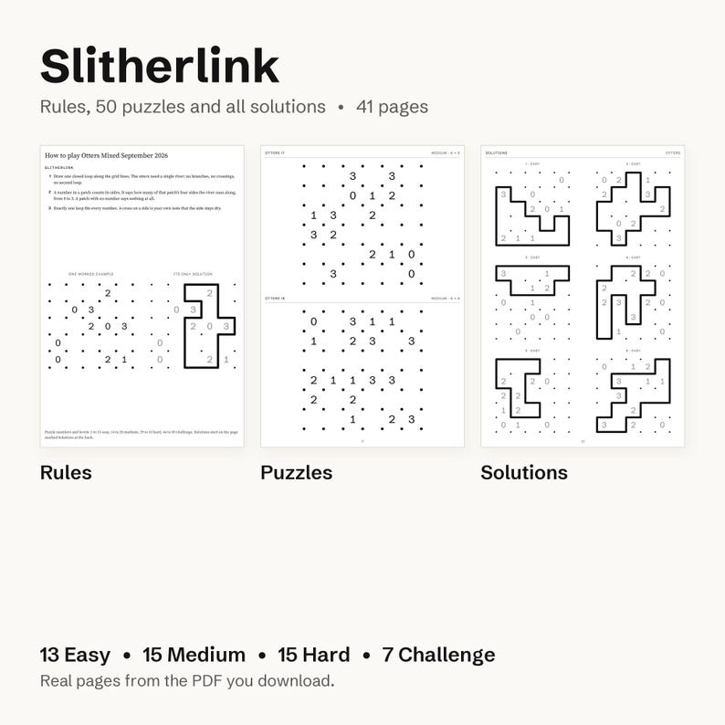 200 Printable Logic Puzzles: Hashi, Kakuro, Nonogram, Slitherlink PDF Bundle with Solutions