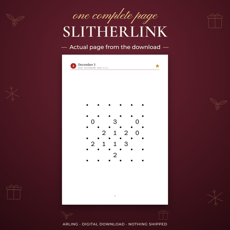 Slitherlink. Actual page from the download.