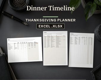 Thanksgiving Dinner Planner Excel Spreadsheet, Cooking Timeline, Guest List, Shopping (Digital Download)
