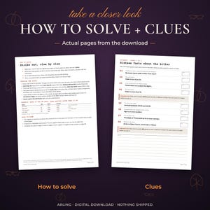How to solve + Clues. Actual pages from the download. How to solve. Clues.