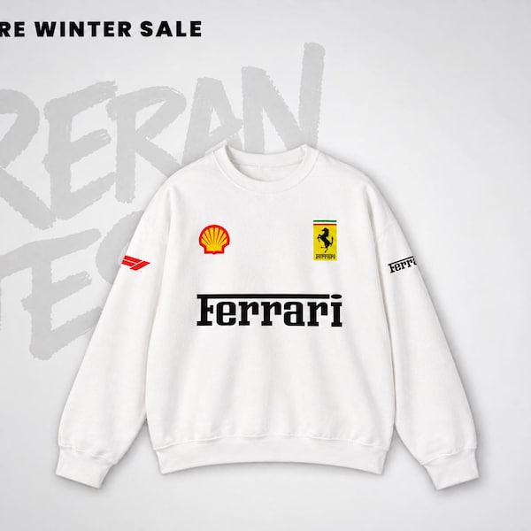Ferrari Racing Sweatshirt, Formula 1 Crewneck, Motorsport Pullover, Vintage Racing Style