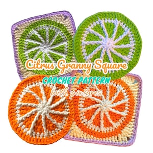 Citrus Granny Square Crochet Digital PATTERN Tutorial with Pictures Not a Physical Item