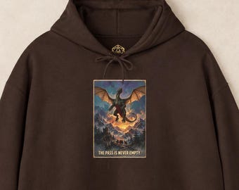 Dragon Hoodie, Wyvern Mountain Painting, Vintage Fantasy Art Sweatshirt, Sword and Sorcery Gamer Gift
